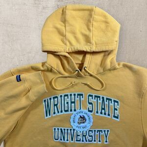 Vintage Wright State University Graphic Hoodie Mens Large Raiders Yellow Y2K
